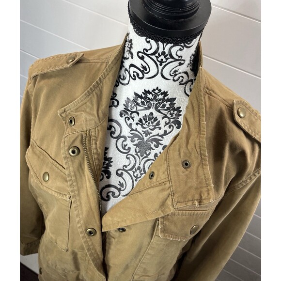 VTG Gap Jacket Large Tan Zip Snap Military Utility Chore Work Gorpcore Unisex - Picture 2 of 13